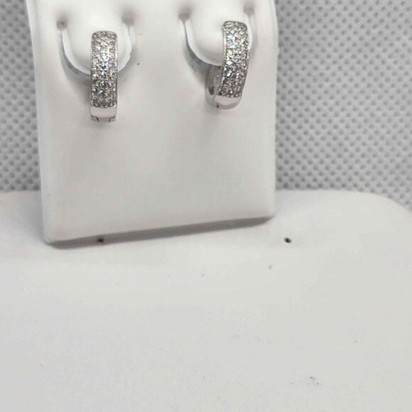Brand New  Sterling Silver 925 cz stones huggie Earrings - Picture 4 of 4